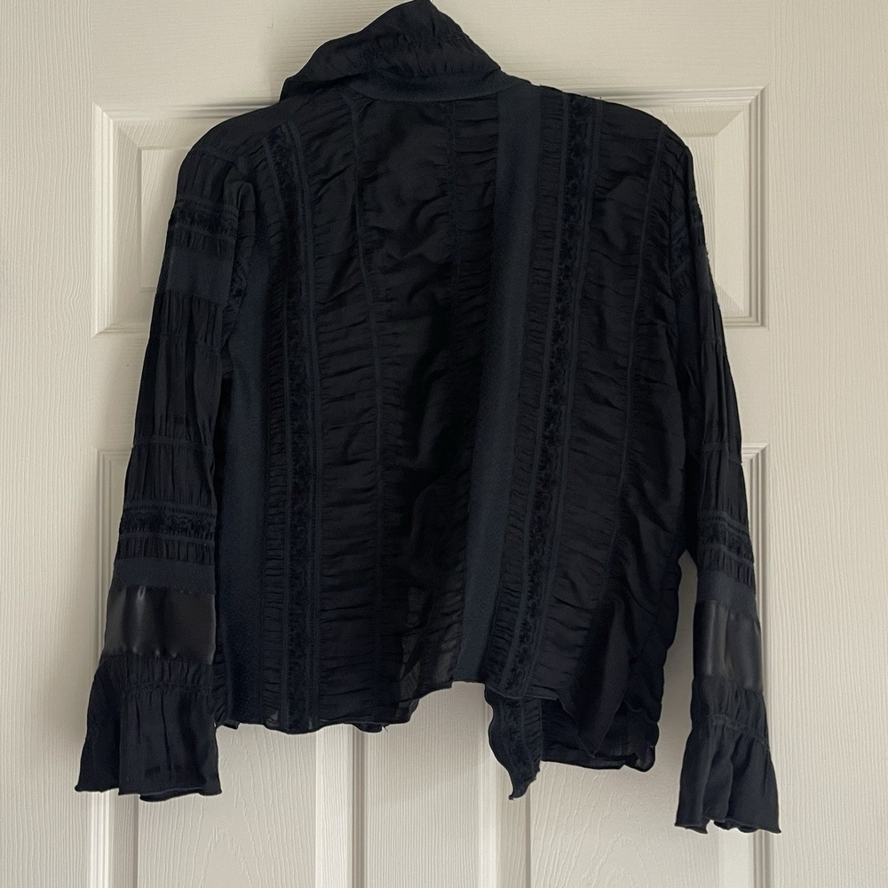 He's Ire Wear Jeacket Women's S Black Victorian Mixed Media Goth Ruffle Lace - Picture 2 of 8